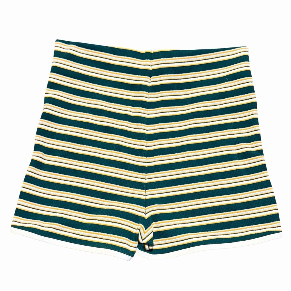 adidas Originals '80s Short Shorts Green Yellow White Striped Women's Size XS - Picture 2 of 8